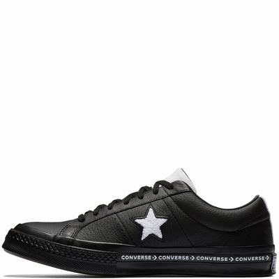 Converse One Star Pinstripe Low Tops Womens - Black/White/Black Shoes (257FMZIO)